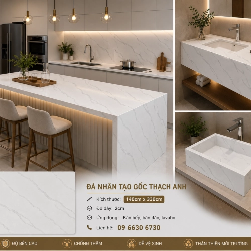 Bàn bếp gốc thạch anh cao cấp 